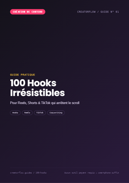 100 Hooks Irrésistibles — Pour Reels, Shorts & TikTok