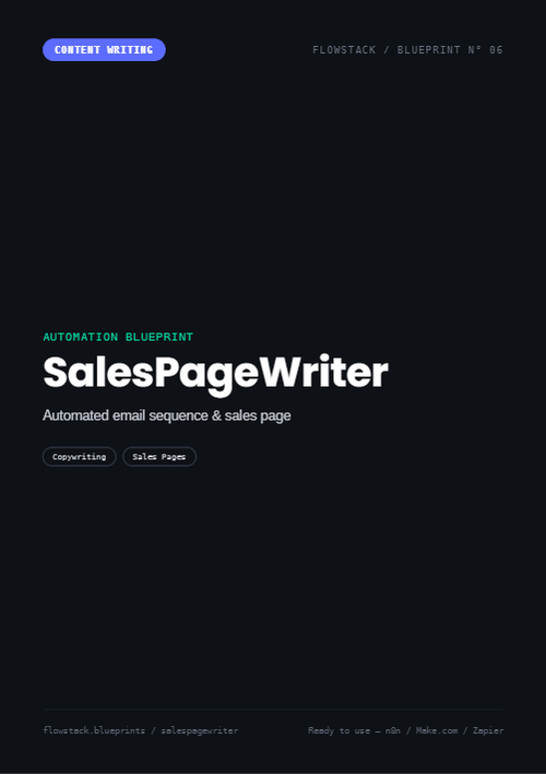 SalesPageWriter — Automated Email Sequence & Sales Page