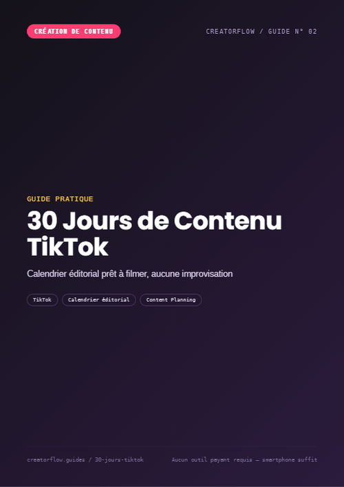 30 Jours de Contenu TikTok — Calendrier Prêt à Filmer